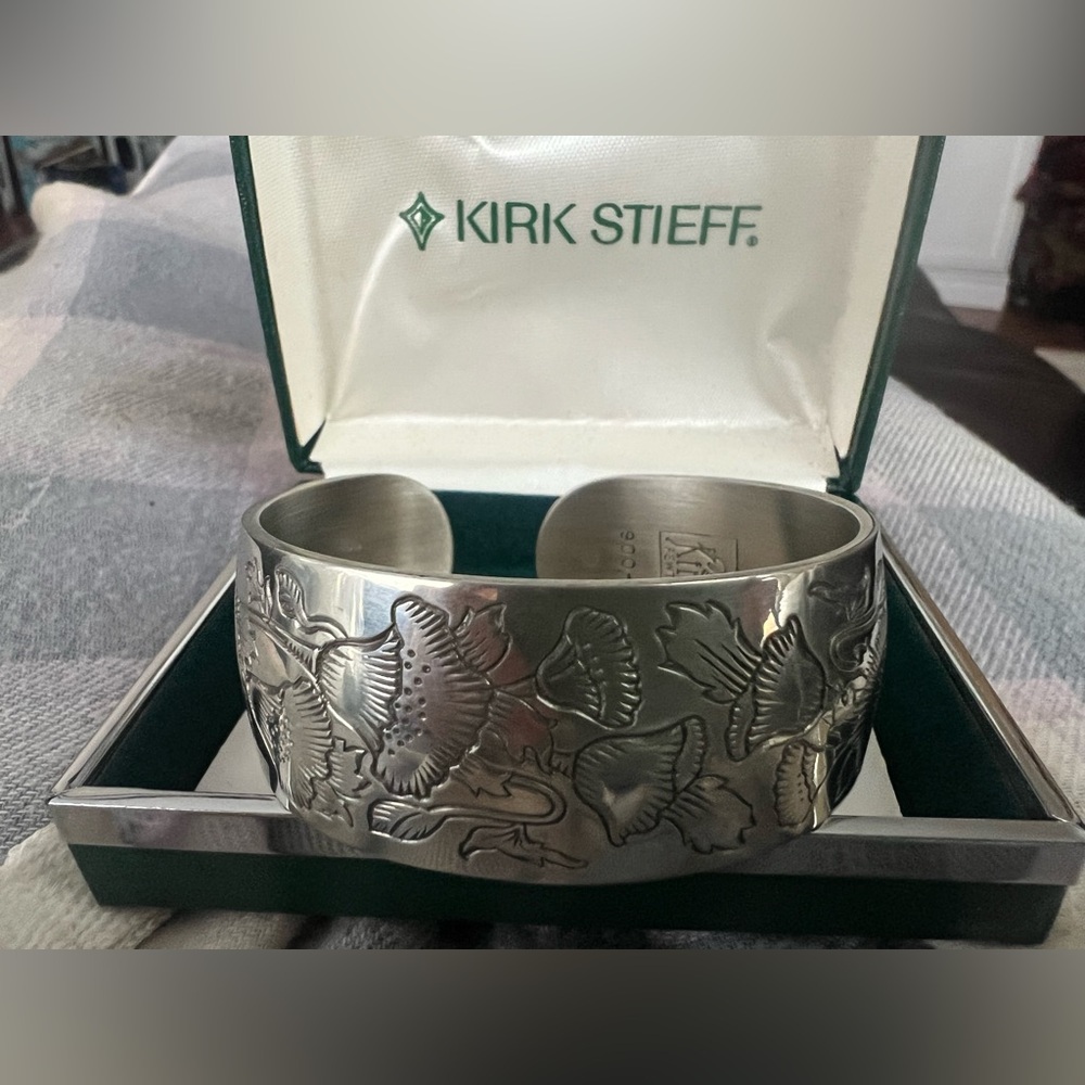 Kirk Stieffe Pewter  Floral Cuff Bracelet”Poppy” new in box !